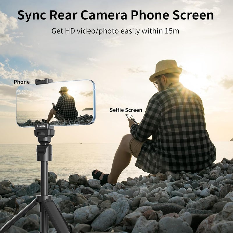 KingMa Selfie Monitor Screen for iPhone, 4K 30fps Vlog Screen with Bluetooth Remote Wired Rear Camera Magnetic Phone Vlog Selfie Monitor Screen for Vlog Live Stream & TikTok - Image 4